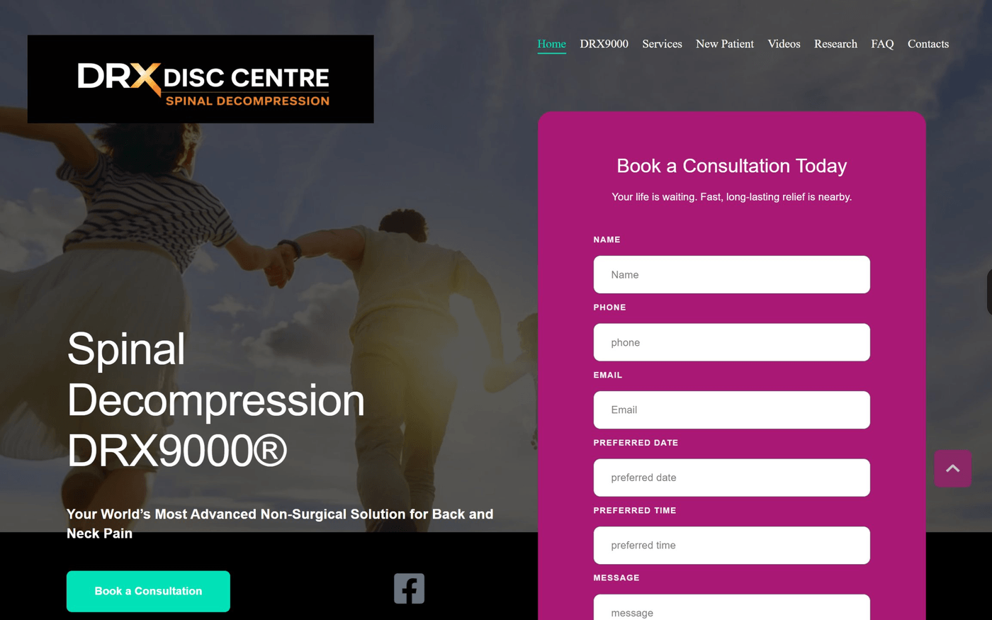 Screenshot of the DRX Disc Centre website homepage